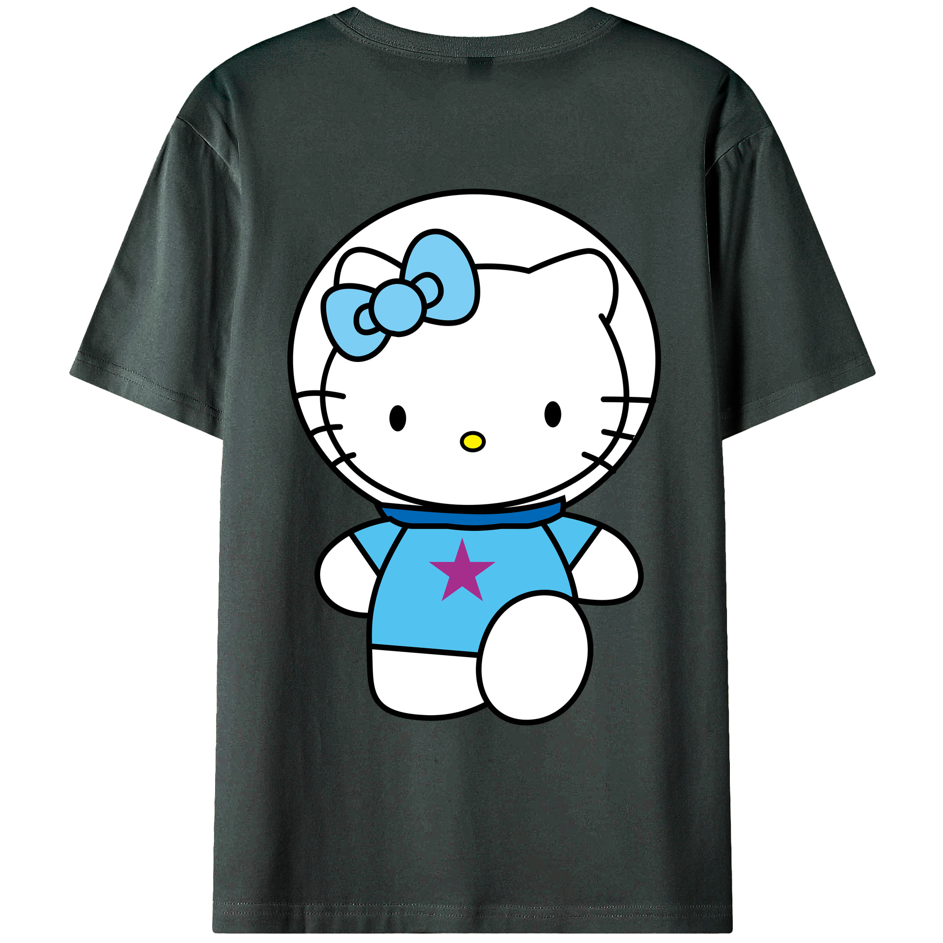 （画像用） Hello Kitty ハローキティ 綿100％ メンズ半袖Tシャツ（バックプリント） 通気性